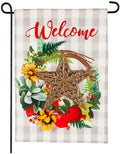 Copper Star Wreath Fall Garden Flag 2 Sided