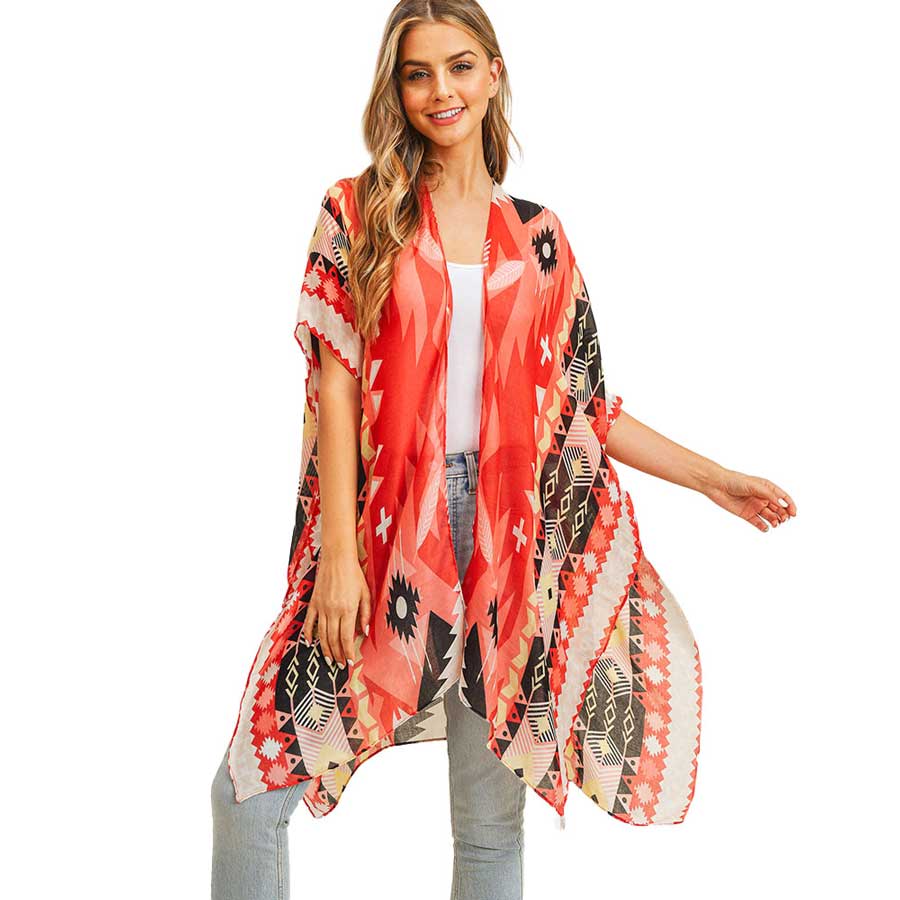 Tribal Patterned Cover Up Kimono Poncho