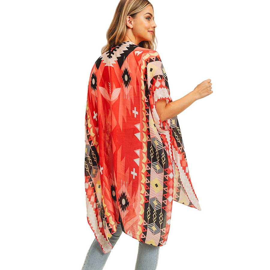 Tribal Patterned Cover Up Kimono Poncho