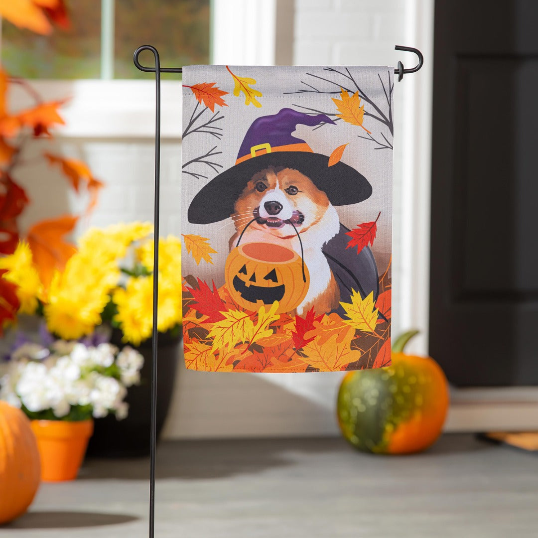 Corgi Fall 2 Sided Halloween Garden Flag
