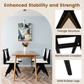 Swivel Wooden Dining Chair Set of 2 with Rubber Wood Frame and Padded Seat-Black
