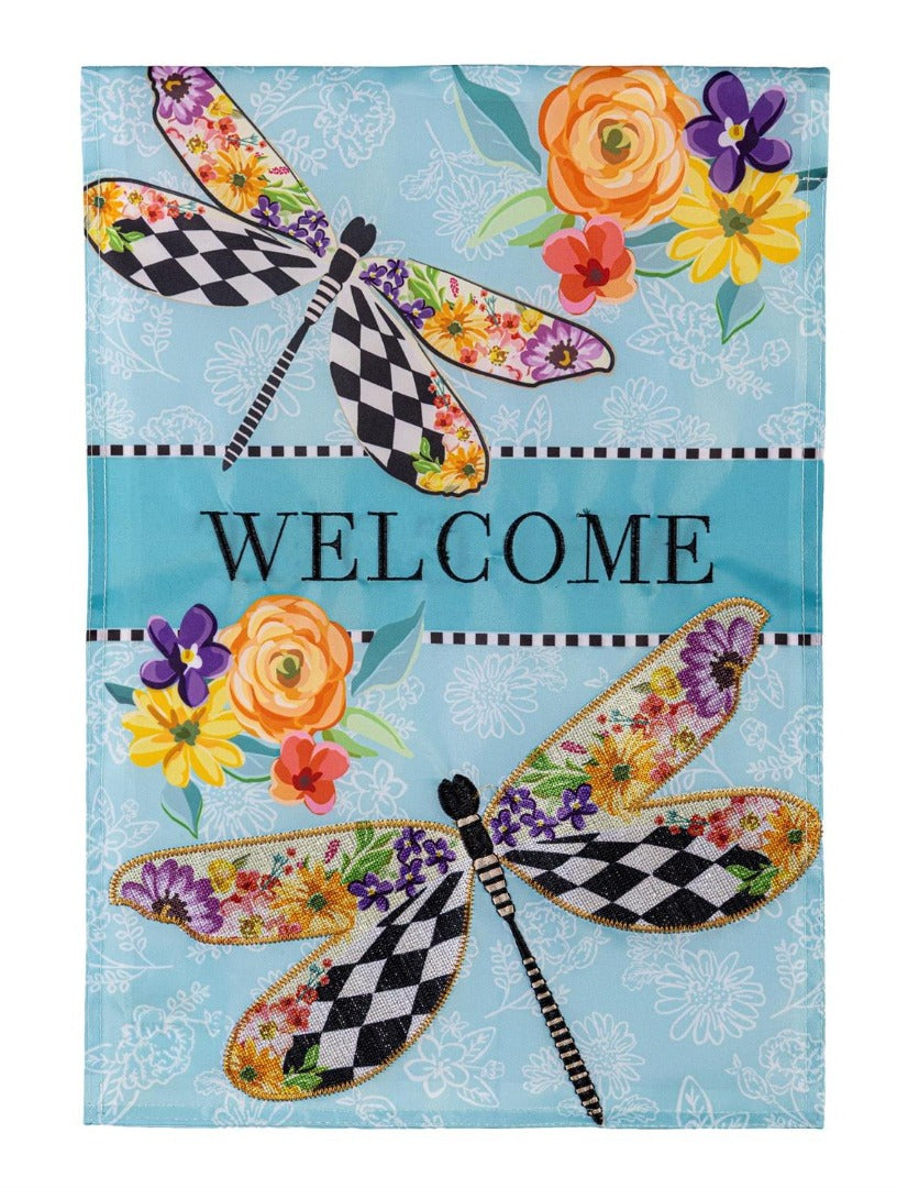 Courtly Check Dragonfly 2 Sided Garden Flag