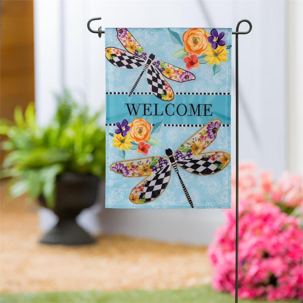 Courtly Check Dragonfly 2 Sided Garden Flag