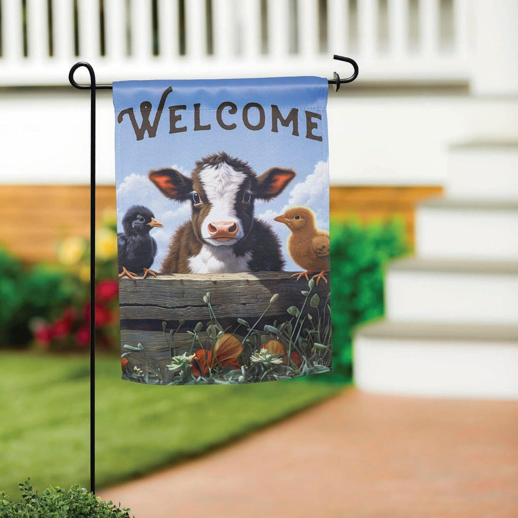 Cow and Chicks 2 Sided Garden Flag
