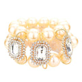Glass Stone Accented Pearl Stretch Bracelet