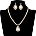 Rhinestone Embellished Teardrop Pearl Accented Necklace