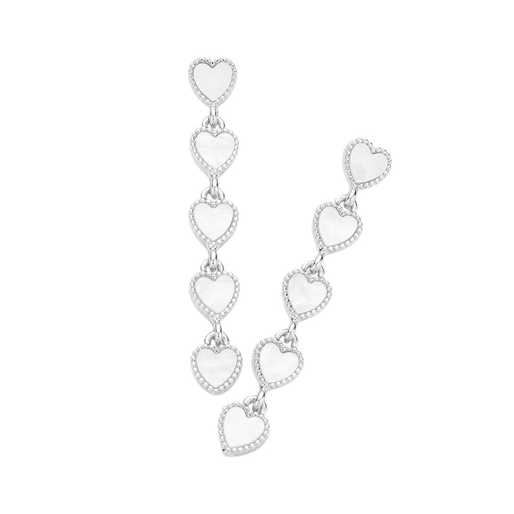 Pearl Heart Pendant Link Dropdown Earrings
