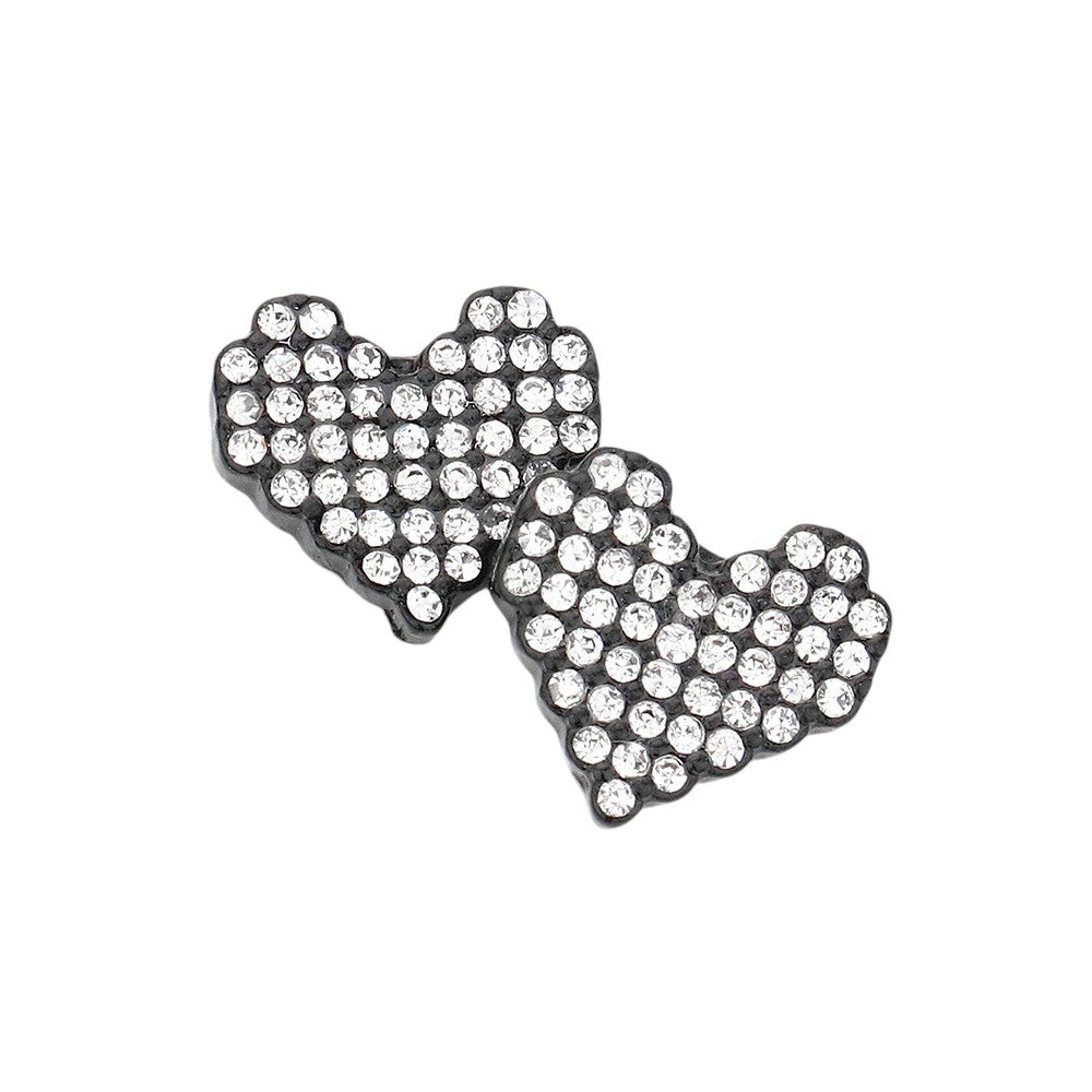 Crystal Pave Heart Stud Earrings