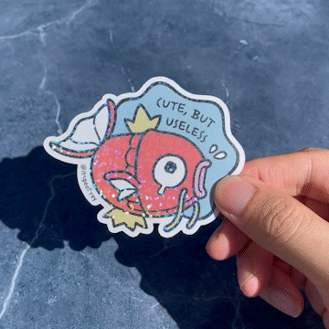 Cute, But Useless Fish Glitter Sticker (3")