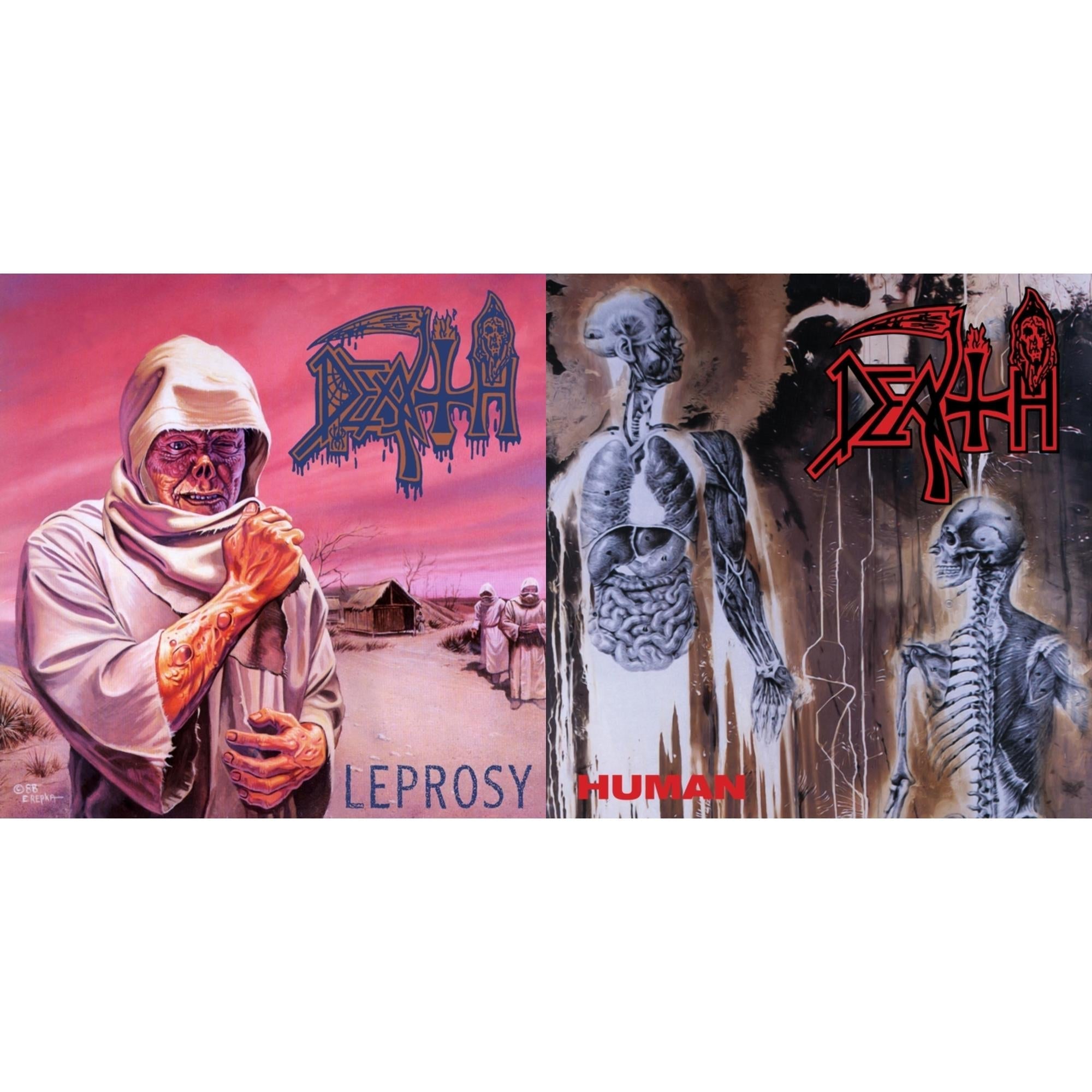 Death - Human (Bone White, Blue Jay & Gold Tri Color Merge With Splatter LP Vinyl) & Leprosy (Reissue)