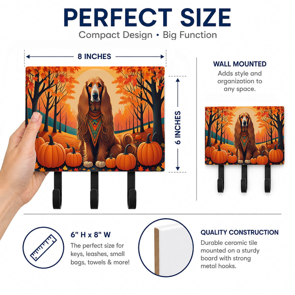 Afghan Hound Fall Leash or Key Holder Wall Hooks, Coat Rack Wall Mount, for Hanging Keys, Towels, Aprons, Leashes
