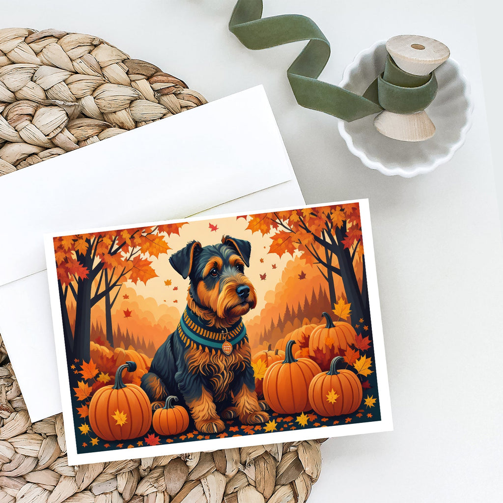 Airedale Terrier Fall Greeting Cards Pack of 8 Blank Cards with Envelopes Whimsical A7 Size 5x7