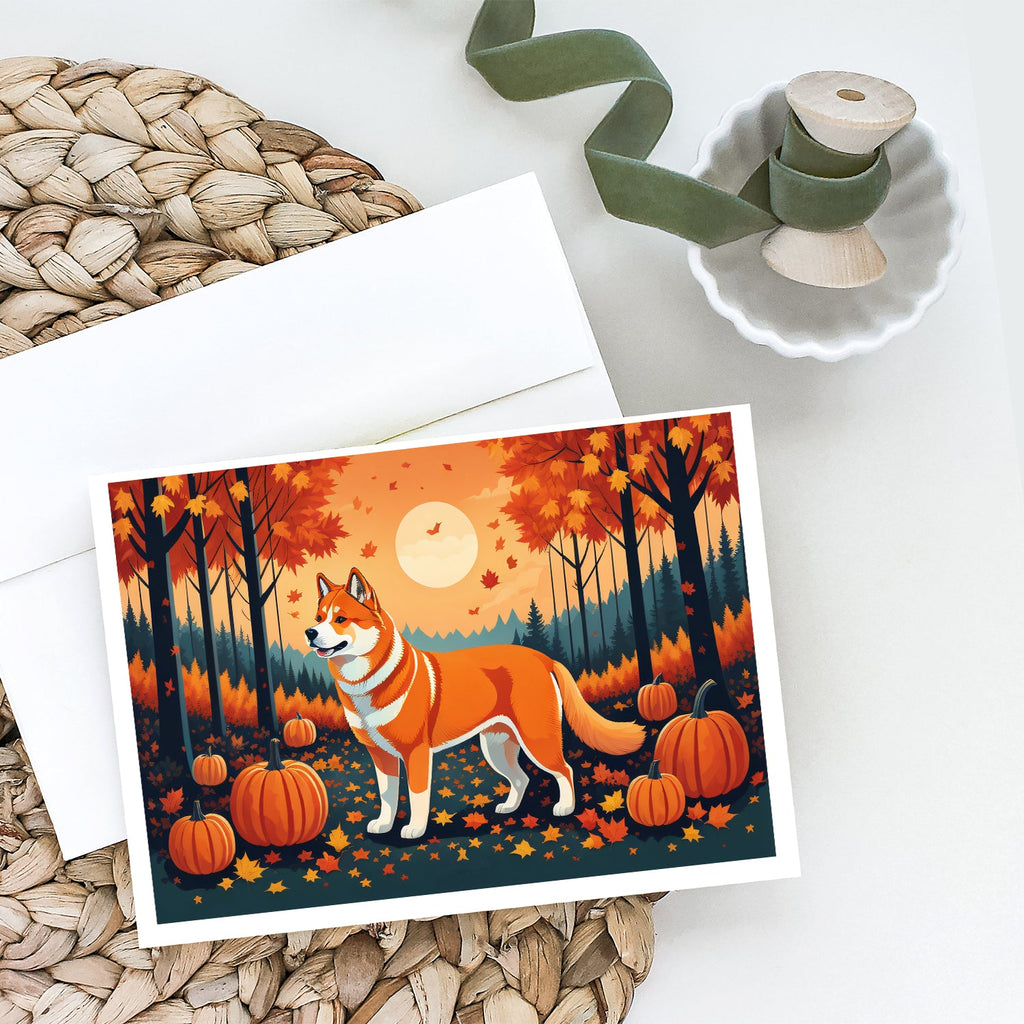 Akita Fall Greeting Cards Pack of 8 Blank Cards with Envelopes Whimsical A7 Size 5x7