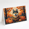 Akita Fall Greeting Cards Pack of 8 Blank Cards with Envelopes Whimsical A7 Size 5x7