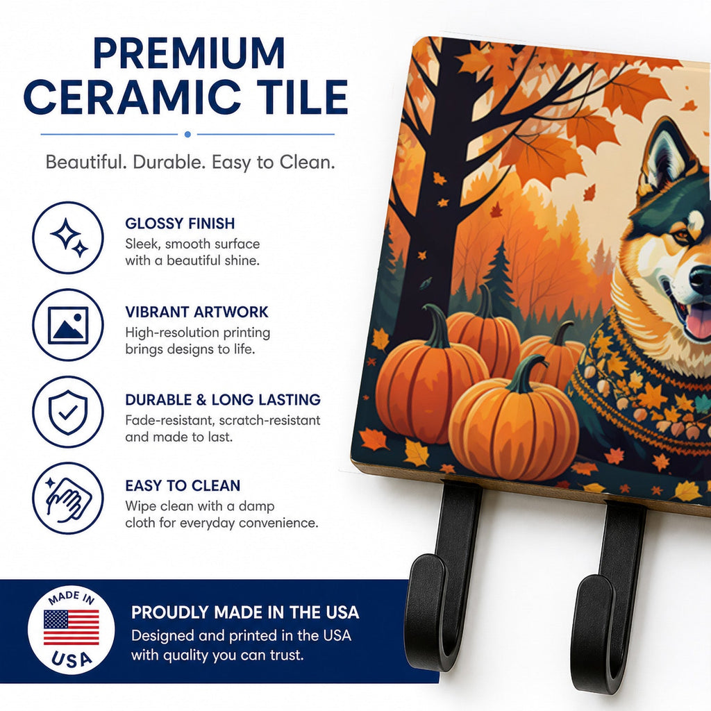 Akita Fall Leash or Key Holder Wall Hooks, Coat Rack Wall Mount, for Hanging Keys, Towels, Aprons, Leashes