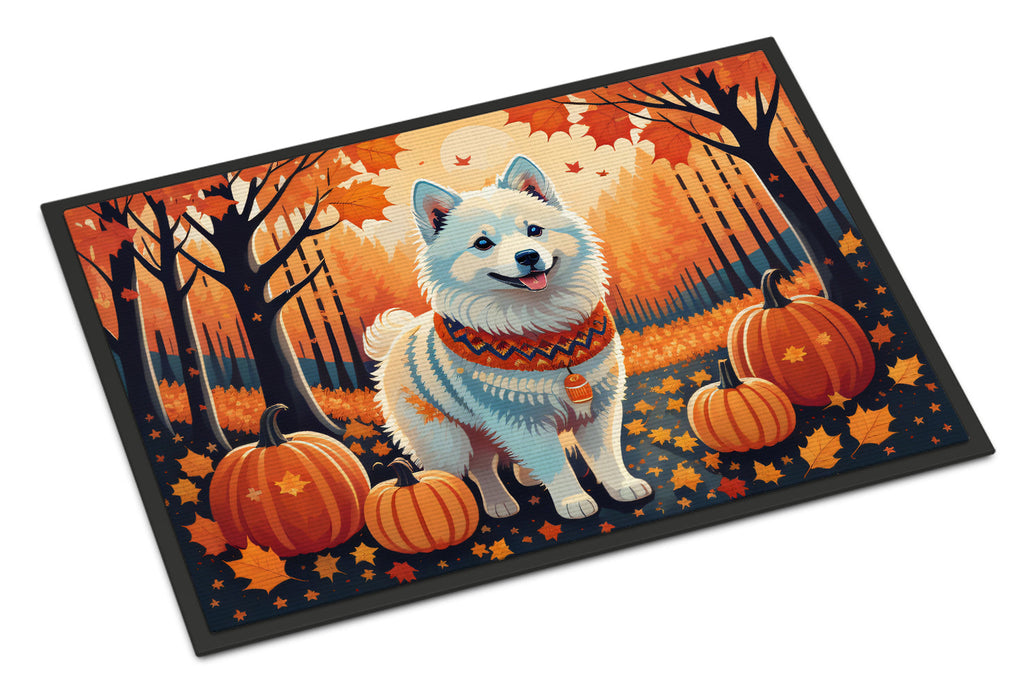 American Eskimo Fall Doormat Indoor Outdoor 18H X 27W Front Door Mat Rugs for Entryway, Non Slip Washable