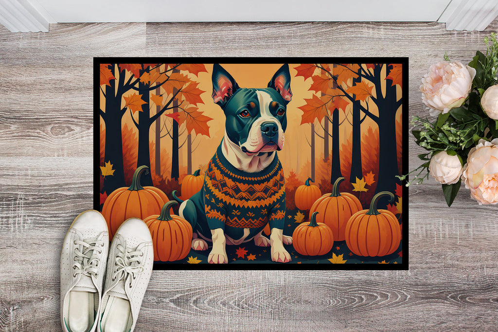 Pit Bull Terrier Fall Doormat Indoor Outdoor 18H X 27W Front Door Mat Rugs for Entryway, Non Slip Washable