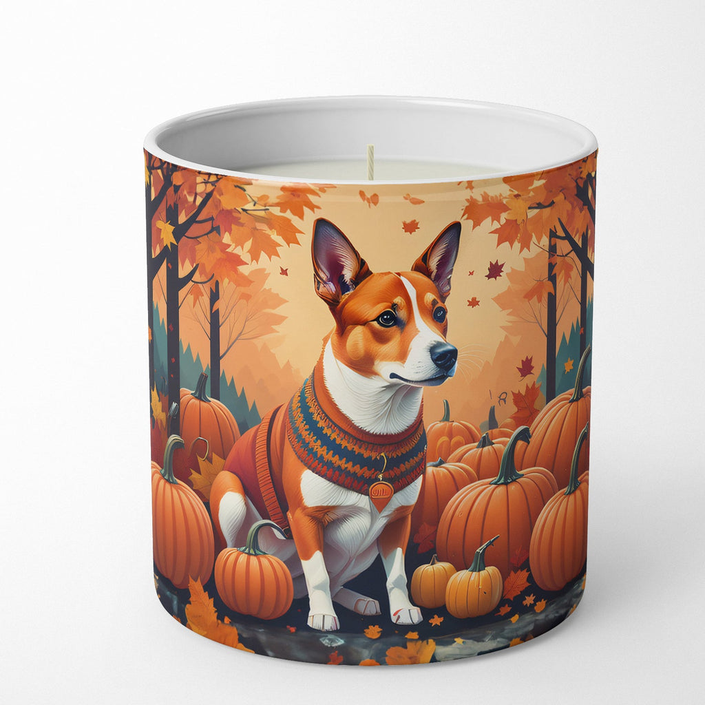 Red Basenji Fall Decorative Soy Candle Nature Soy Wax Essential Oil Home Decor Ideal for Bedroom Kitchen Bath Office Gift, 10 oz
