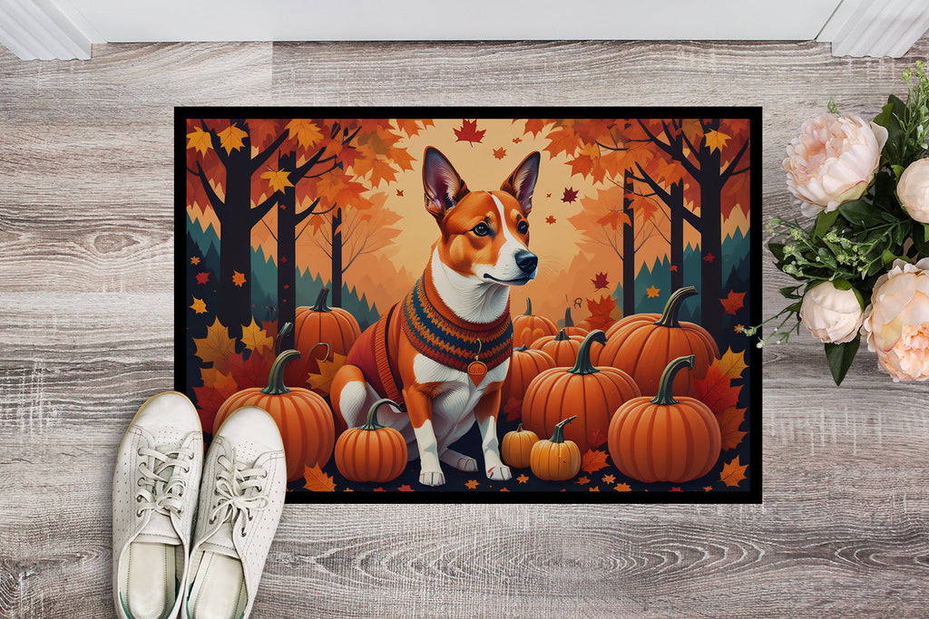 Red Basenji Fall Doormat Indoor Outdoor 24H X 36W Front Door Mat Rugs for Entryway, Non Slip Washable Low Pile,