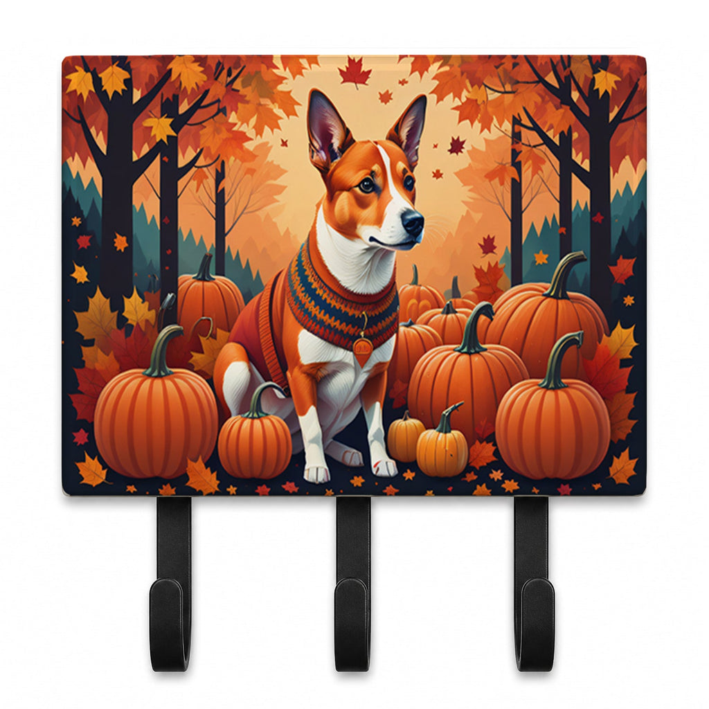 Red Basenji Fall Leash or Key Holder Wall Hooks, Coat Rack Wall Mount, for Hanging Keys, Towels, Aprons, Leashes