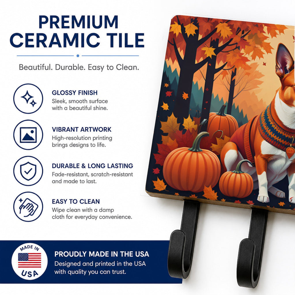 Red Basenji Fall Leash or Key Holder Wall Hooks, Coat Rack Wall Mount, for Hanging Keys, Towels, Aprons, Leashes