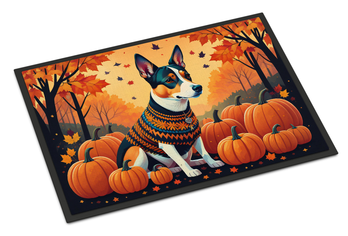 Basenji Fall Doormat Indoor Outdoor 24H X 36W Front Door Mat Rugs for Entryway, Non Slip Washable Low Pile,