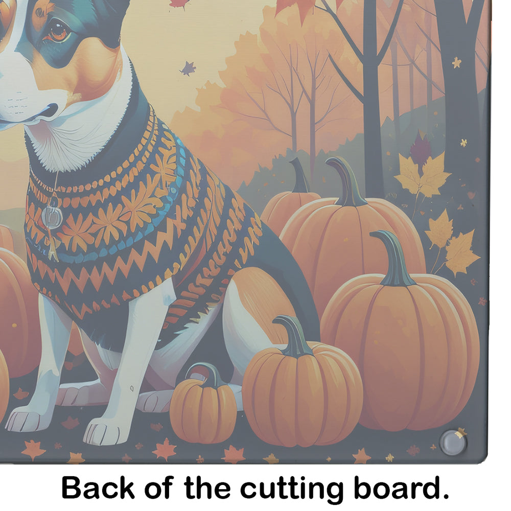 Basenji Fall Cutting Board Tempered Glass Kitchen Cutting Surface, Heat Resistant Chopping, Non-Slip Feet, Food Prep & Serving