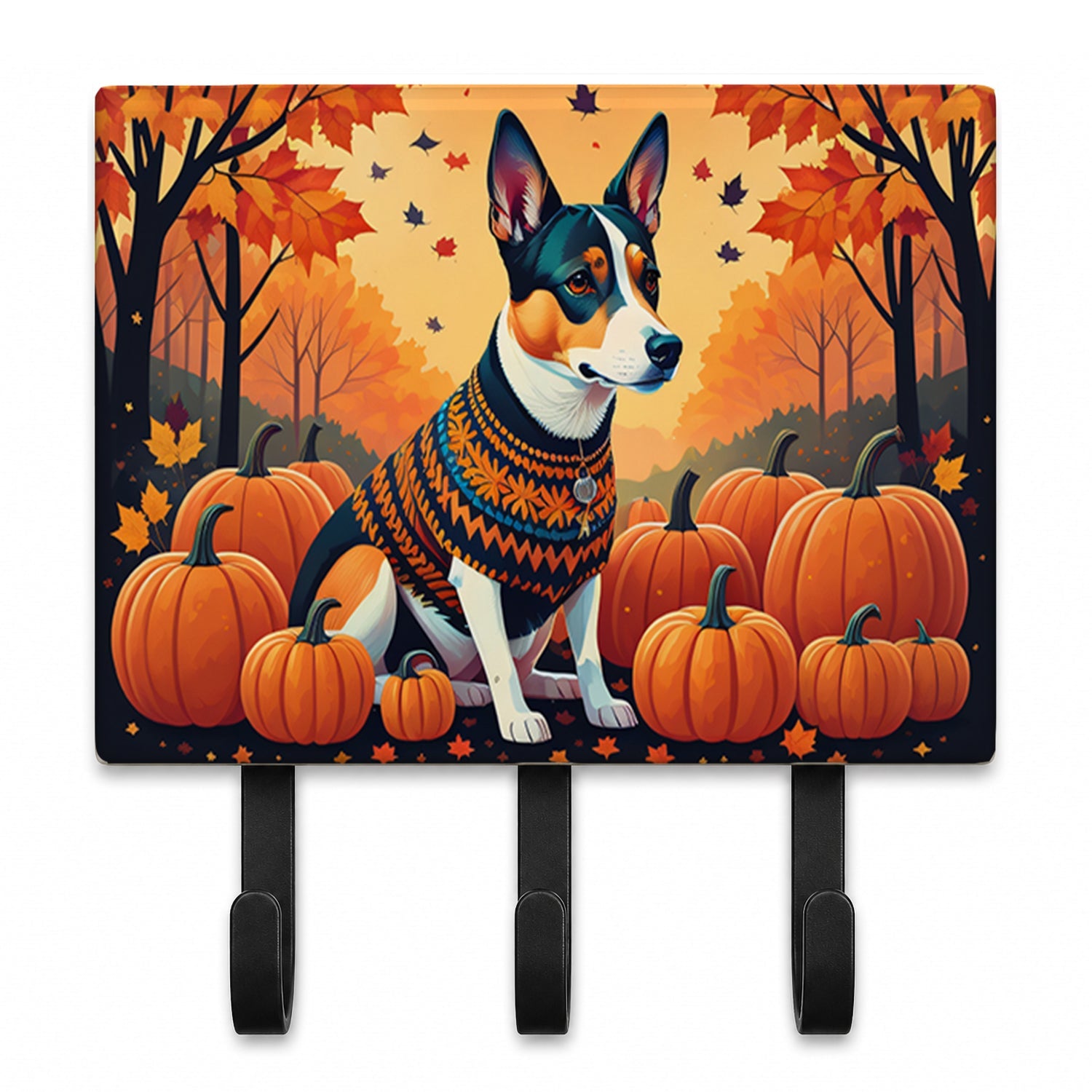 Basenji Fall Leash or Key Holder Wall Hooks, Coat Rack Wall Mount, for Hanging Keys, Towels, Aprons, Leashes
