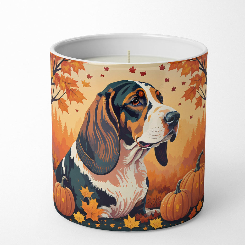 Basset Hound Fall Decorative Soy Candle Nature Soy Wax Essential Oil Home Decor Ideal for Bedroom Kitchen Bath Office Gift, 10 oz