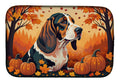 Basset Hound Fall Dish Drying Mat Absorbent Dish Drying Mat Pad for Kitchen Counter Dish Drainer Mat for Countertop, 14 x 21", Multicolor