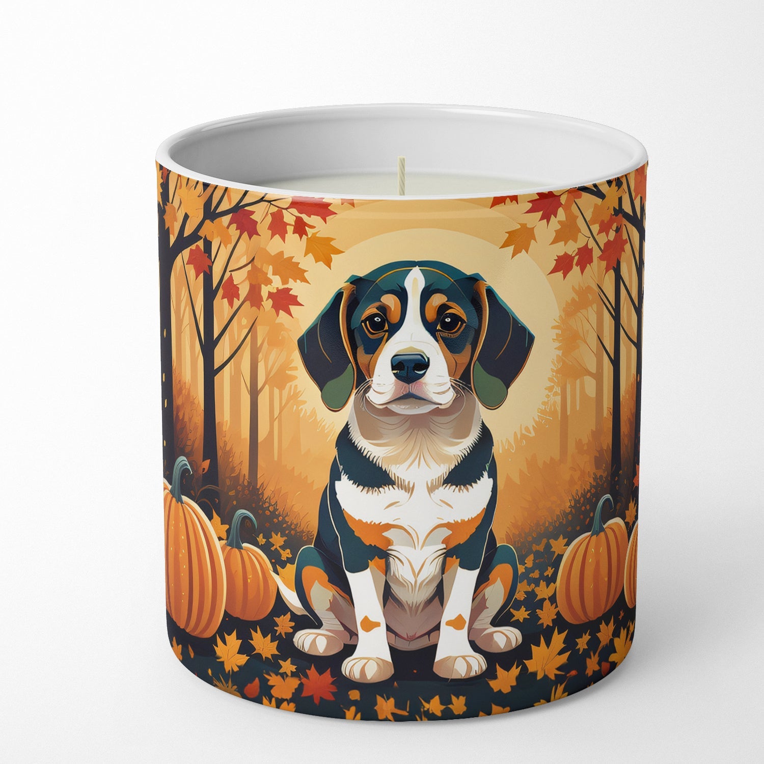 Beagle Fall Decorative Soy Candle Nature Soy Wax Essential Oil Home Decor Ideal for Bedroom Kitchen Bath Office Gift, 10 oz