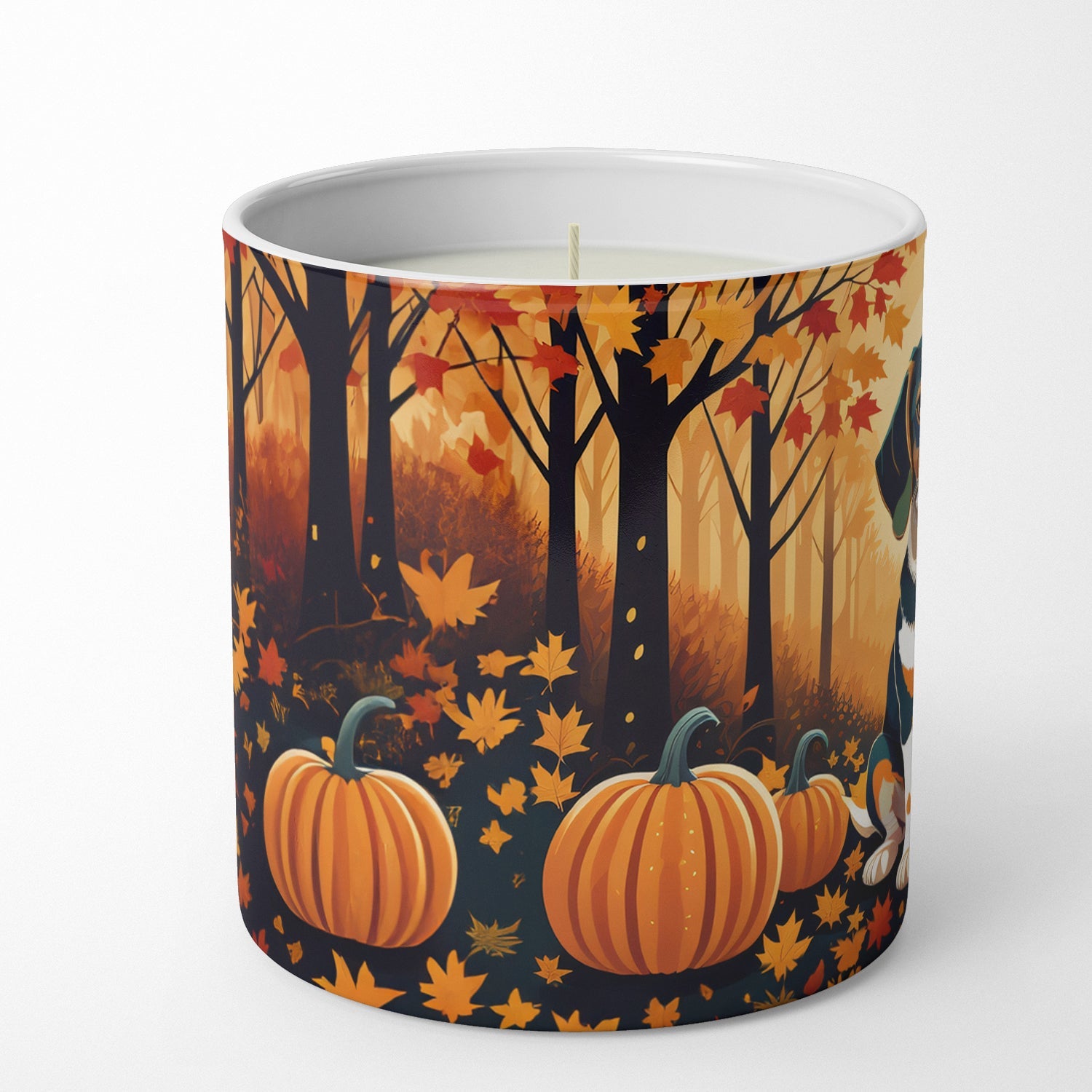 Beagle Fall Decorative Soy Candle Nature Soy Wax Essential Oil Home Decor Ideal for Bedroom Kitchen Bath Office Gift, 10 oz