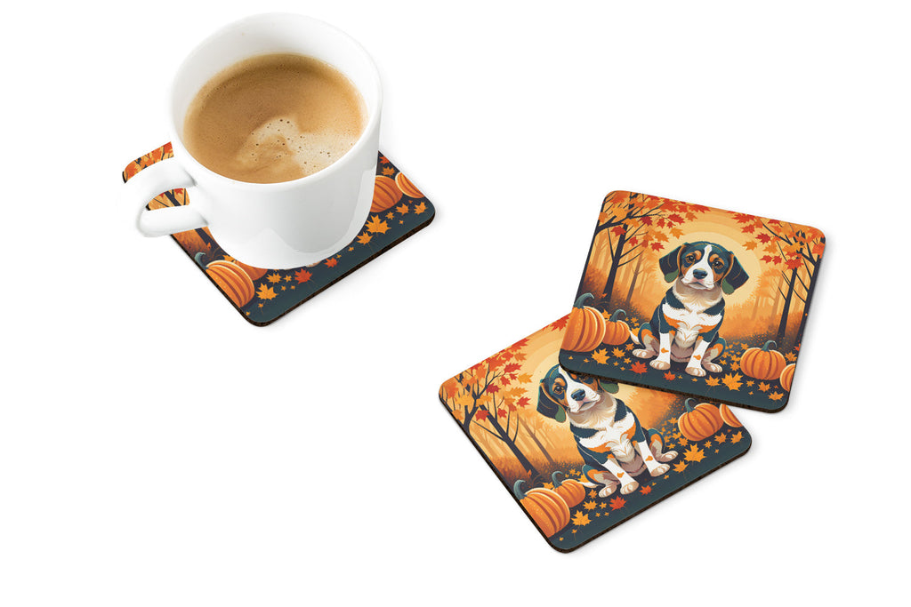 Beagle Fall Foam Coasters Set of 4 Cup Coasters for Indoor Outdoor, Tabletop Protection, Anti Slip, Mouse pad Material