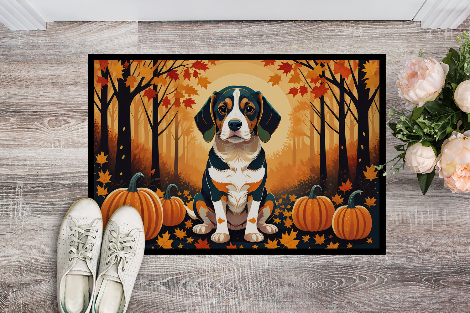 Beagle Fall Doormat Indoor Outdoor 18H X 27W Front Door Mat Rugs for Entryway, Non Slip Washable