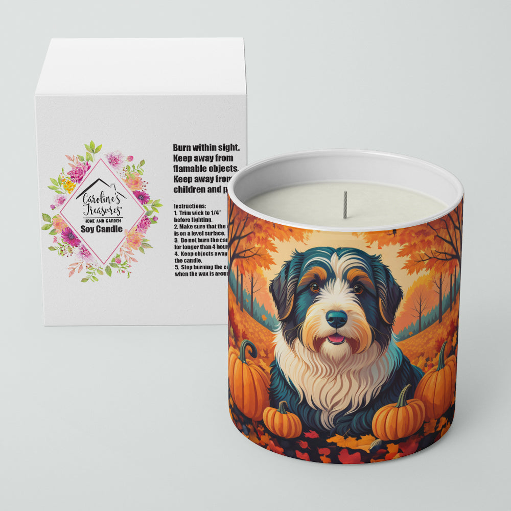 Bearded Collie Fall Decorative Soy Candle Nature Soy Wax Essential Oil Home Decor Ideal for Bedroom Kitchen Bath Office Gift, 10 oz