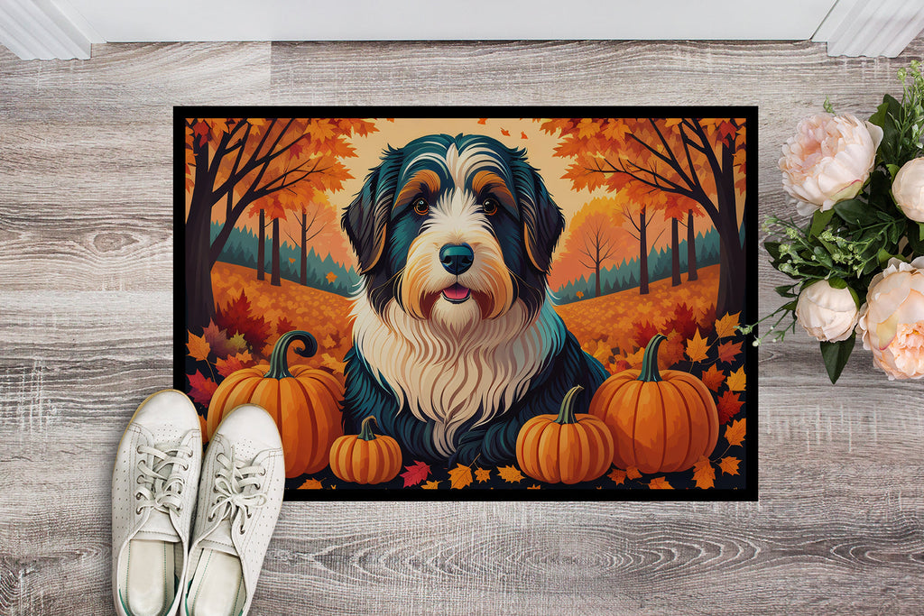 Bearded Collie Fall Doormat Indoor Outdoor 24H X 36W Front Door Mat Rugs for Entryway, Non Slip Washable Low Pile,
