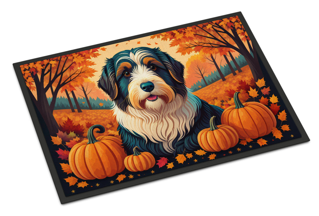 Bearded Collie Fall Doormat Indoor Outdoor 18H X 27W Front Door Mat Rugs for Entryway, Non Slip Washable