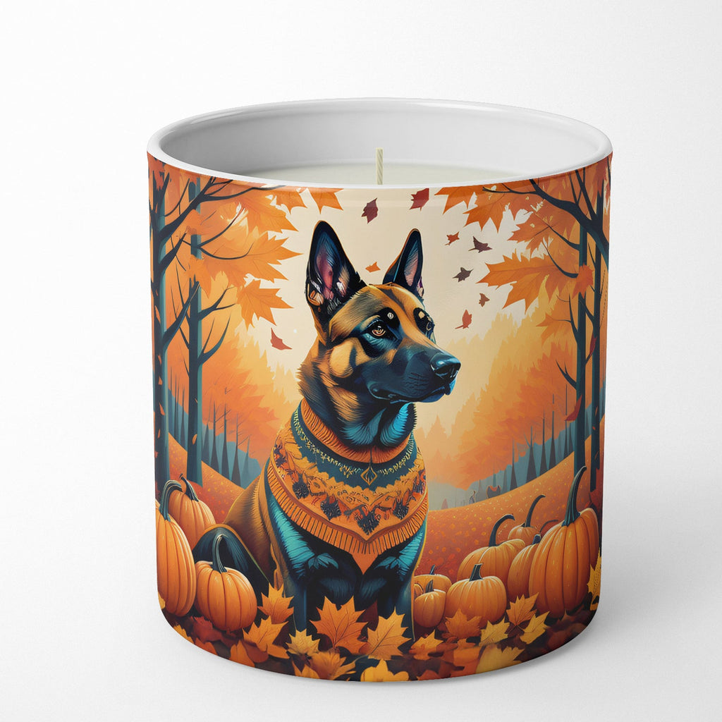 Belgian Malinois Fall Decorative Soy Candle Nature Soy Wax Essential Oil Home Decor Ideal for Bedroom Kitchen Bath Office Gift, 10 oz