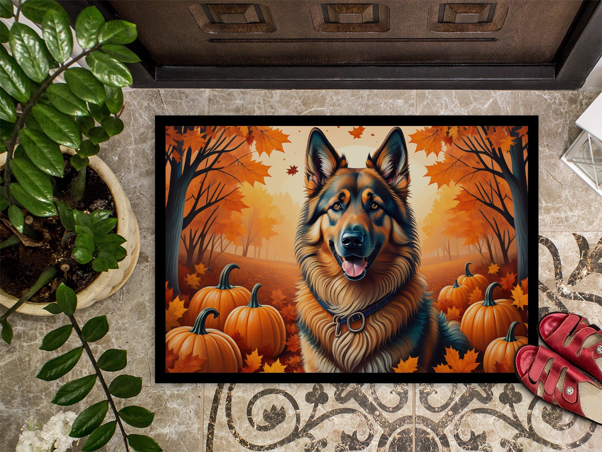Belgian Tervuren Fall Doormat Indoor Outdoor 18H X 27W Front Door Mat Rugs for Entryway, Non Slip Washable