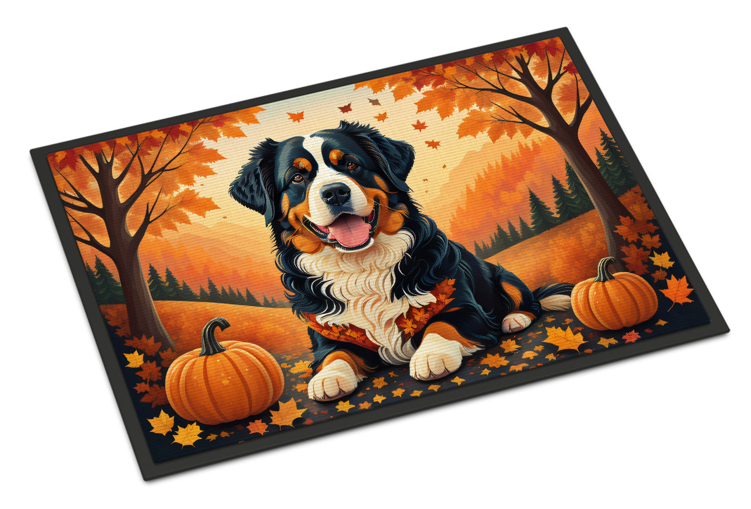 Bernese Mountain Dog Fall Doormat Indoor Outdoor 24H X 36W Front Door Mat Rugs for Entryway, Non Slip Washable Low Pile,