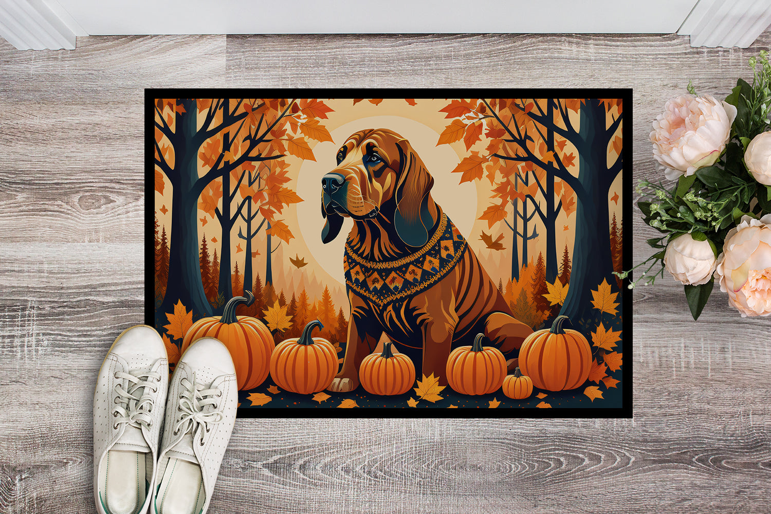 Bloodhound Fall Doormat Indoor Outdoor 24H X 36W Front Door Mat Rugs for Entryway, Non Slip Washable Low Pile,
