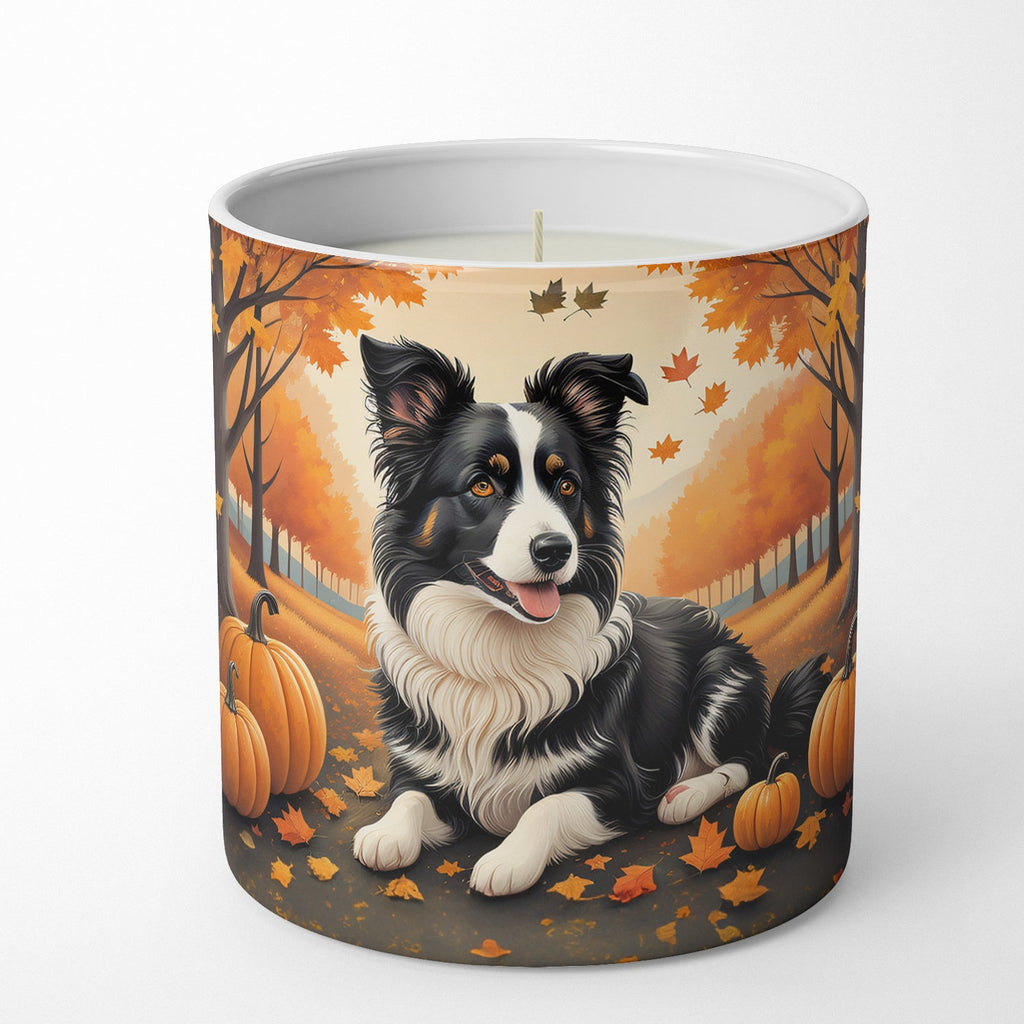 Border Collie Fall Decorative Soy Candle Nature Soy Wax Essential Oil Home Decor Ideal for Bedroom Kitchen Bath Office Gift, 10 oz