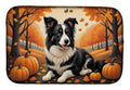 Border Collie Fall Dish Drying Mat Absorbent Dish Drying Mat Pad for Kitchen Counter Dish Drainer Mat for Countertop, 14 x 21", Multicolor