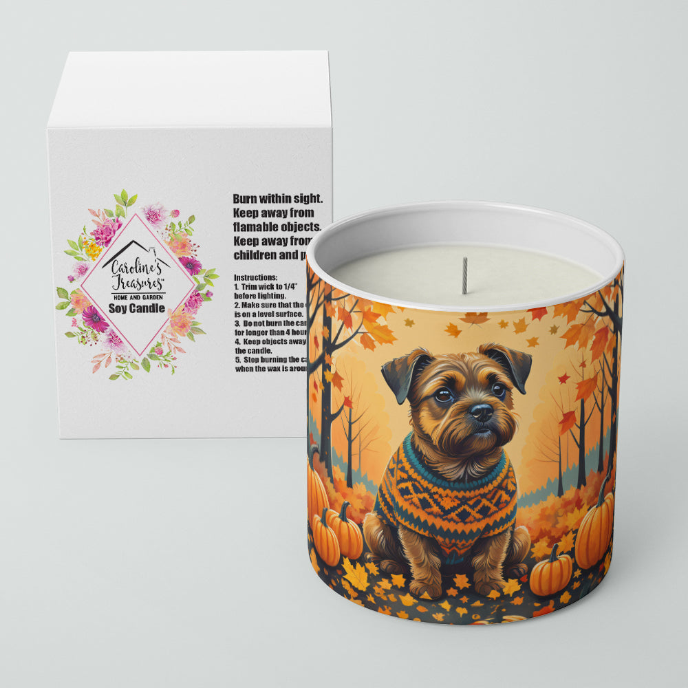 Border Terrier Fall Decorative Soy Candle Nature Soy Wax Essential Oil Home Decor Ideal for Bedroom Kitchen Bath Office Gift, 10 oz