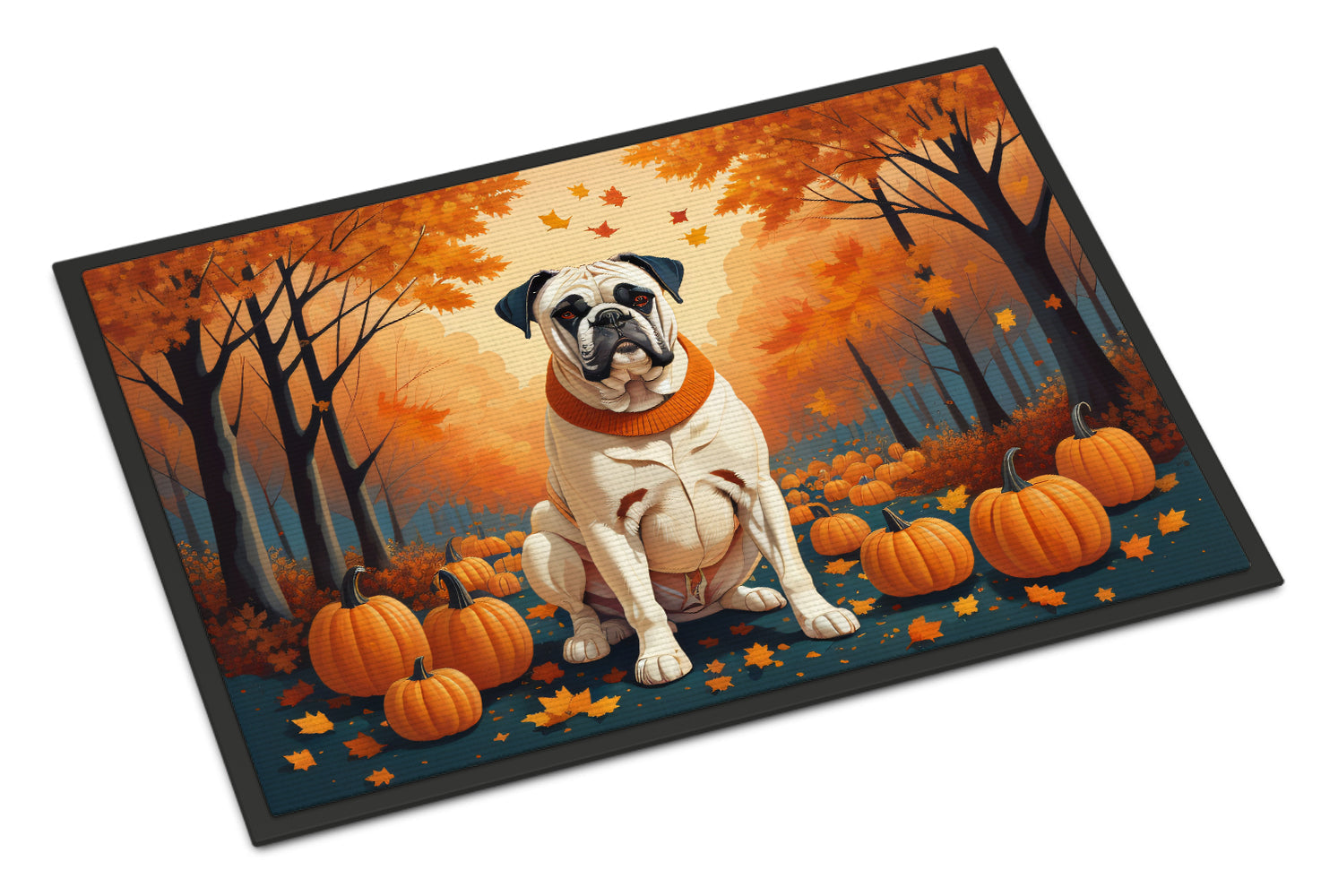 White Boxer Fall Doormat Indoor Outdoor 18H X 27W Front Door Mat Rugs for Entryway, Non Slip Washable