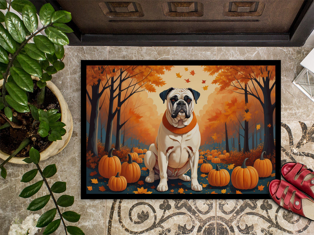 White Boxer Fall Doormat Indoor Outdoor 18H X 27W Front Door Mat Rugs for Entryway, Non Slip Washable