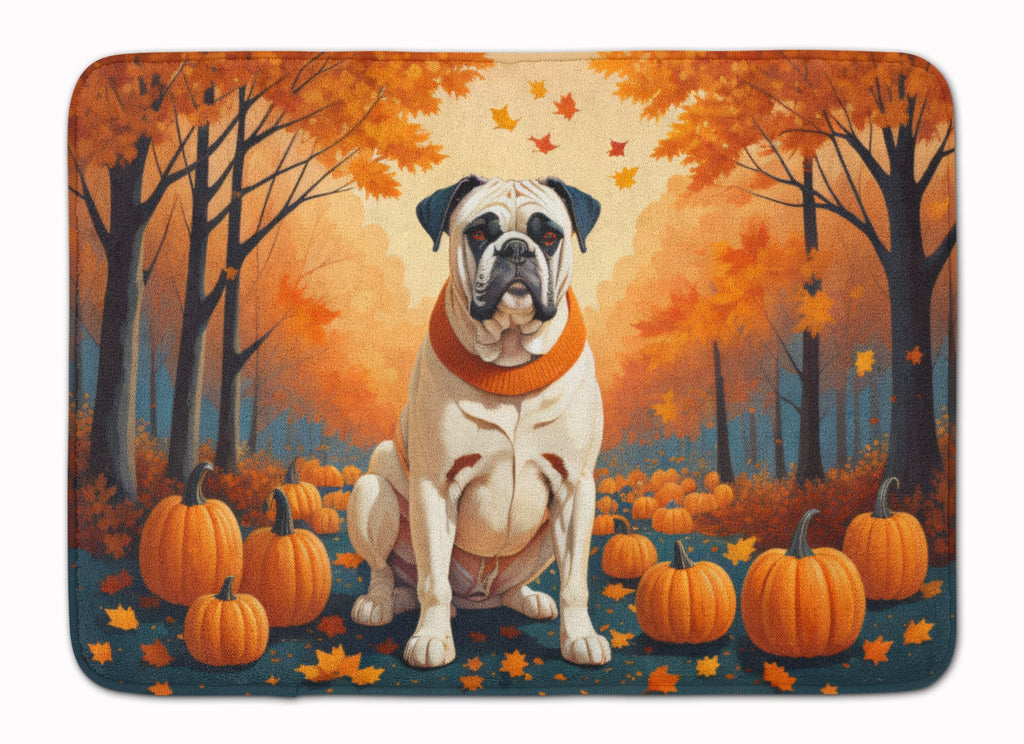 White Boxer Fall Memory Foam Kitchen Mat Machine Washable Anti-Fatigue Cushion Comfort Bath or Kitchen Rug
