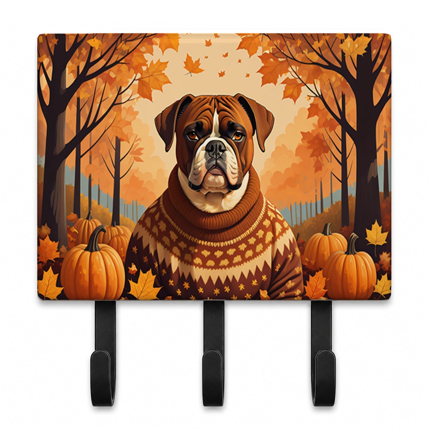 Boxer Fall Leash or Key Holder Wall Hooks, Coat Rack Wall Mount, for Hanging Keys, Towels, Aprons, Leashes