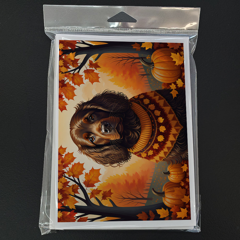 Boykin Spaniel Fall Greeting Cards Pack of 8 Blank Cards with Envelopes Whimsical A7 Size 5x7