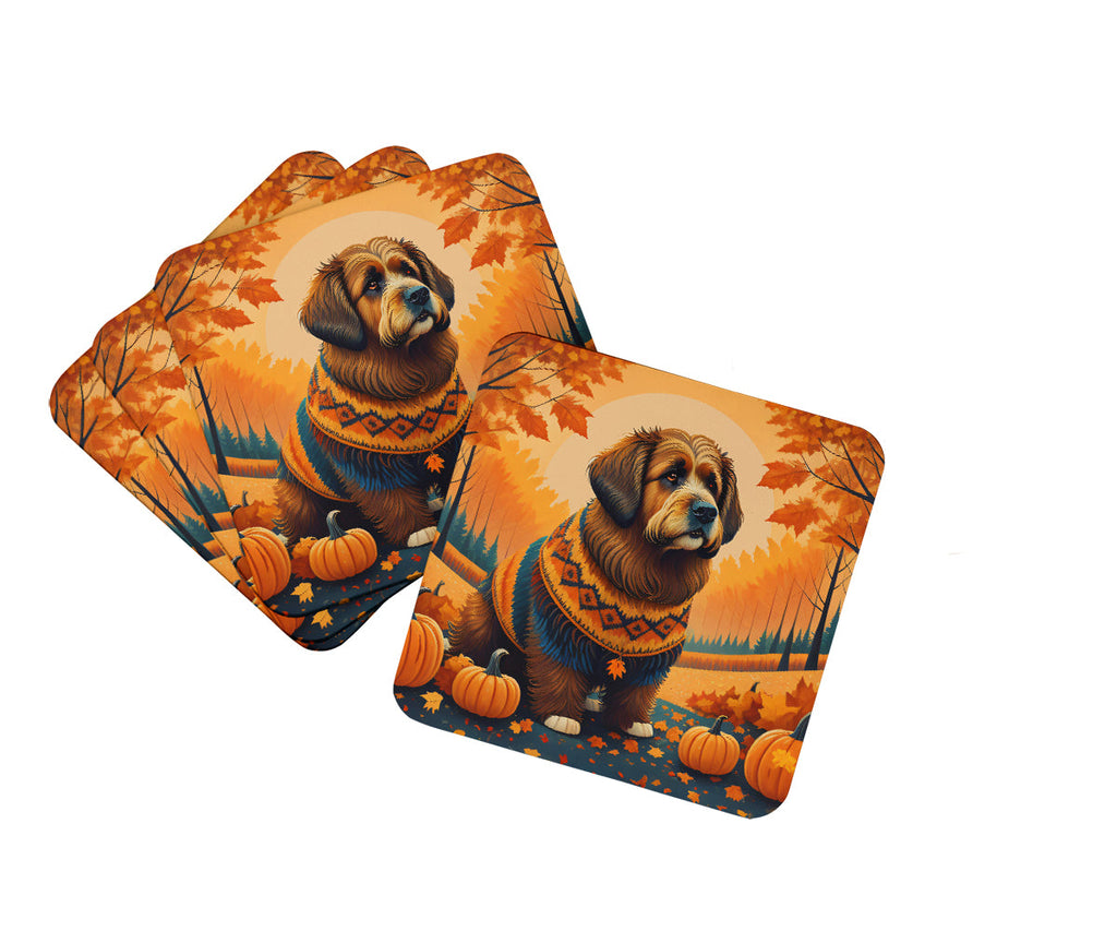 Briard Fall Foam Coasters Set of 4 Cup Coasters for Indoor Outdoor, Tabletop Protection, Anti Slip, Mouse pad Material